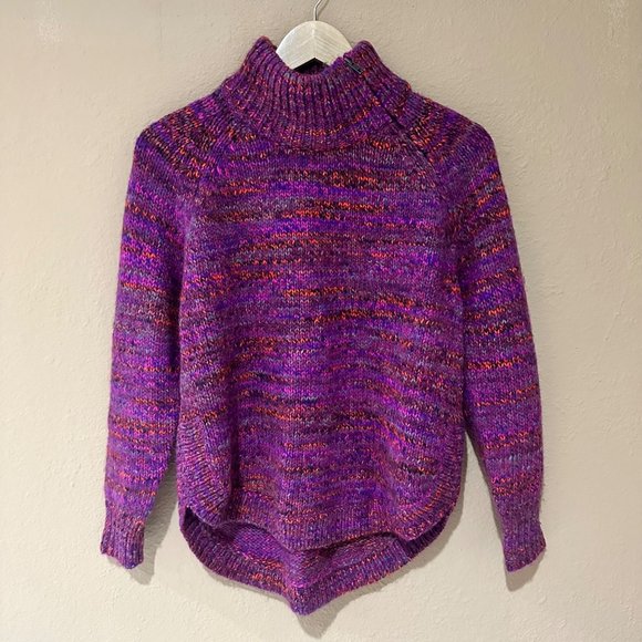 RARE Madewell Wool Alpaca Multicolored Zip-Turtle Neck Sweater Womens Size XS - Picture 3 of 12